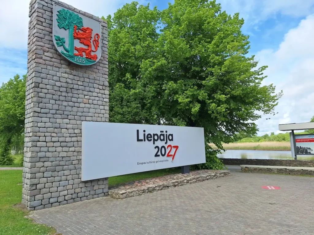 Liepāja 2027 European Capital of Culture sign at the southern entrance to the city