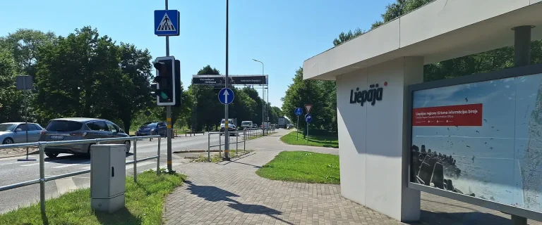 getting to liepaja by road entrance to liepaja A9 from Riga