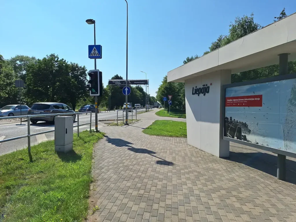 Car park and map on the A9 on the approach to Liepāja